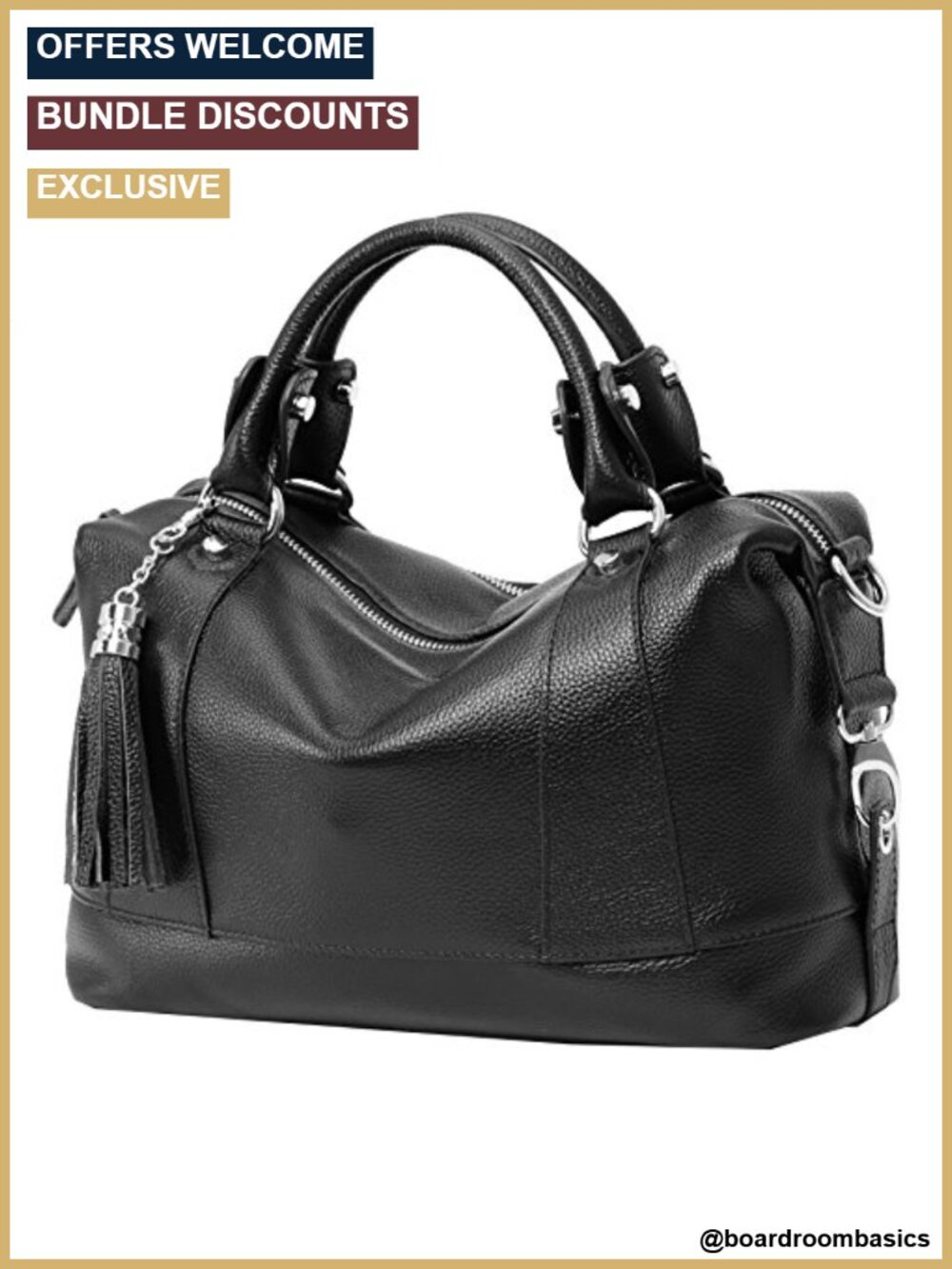 Genuine Leather Satchel Purse with Top Handle and Adjustable Strap